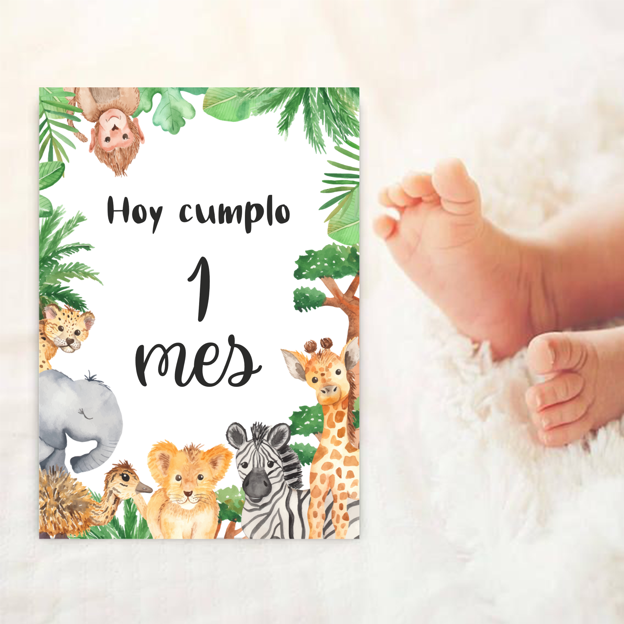 Tarjetas para el Primer año de tú bebé (Animales) - RosaSport